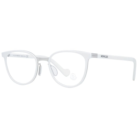 Eyeglasses Frames by Moncler for women in metal & plastic white showcases a refined full-frame frame design with a refined white coloured frame finish for a refined and sophisticated look.