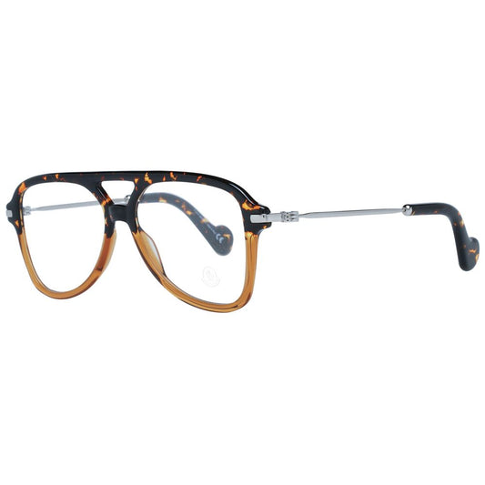 Eyeglasses Frames by Moncler for men in plastic brown features an refined silhouette, showcasing the refined brown coloured frame and sophisticated full-frame frame design.