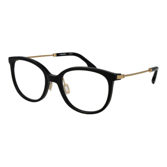 Eyeglasses Frames by Rodenstock for women in cellulose acetate black features an refined silhouette, showcasing a sophisticated black coloured frame and refined full-frame frame design for a refined look.