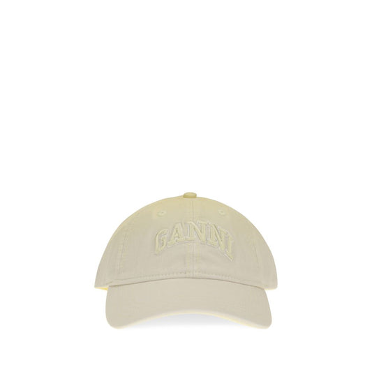 Baseball Cap by Ganni for women in cotton beige features a distinguished silhouette, showcasing the distinguished design of the Cotton Baseball Cap for a sophisticated, elevated look.