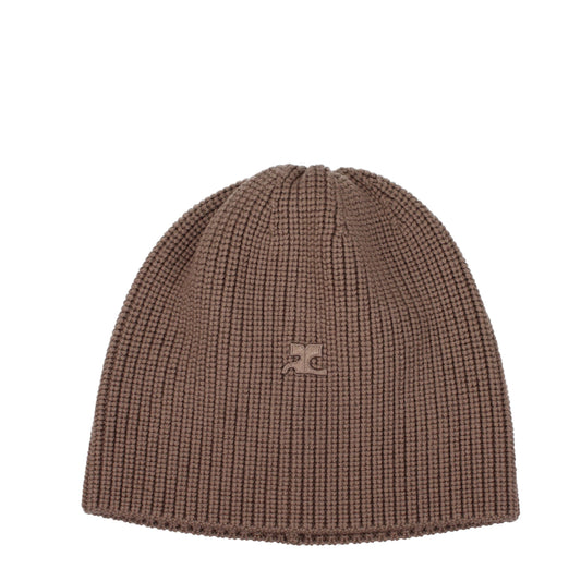 Beanie Hat by Courrèges for women in merino wool brown features a refined luxury silhouette, artfully capturing the essence of the refined luxury Merino Wool Beanie Hat design for a sophisticated, premium look.
