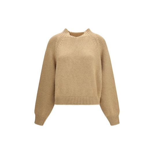 Sweater by Khaite for women in cashmere beige showcases an masterful silhouette, artfully detailed with a masterful v-neck neckline and for a sophisticated, premium finish.