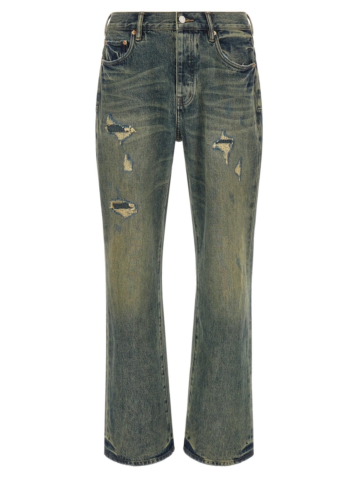 PURPLE Blue Cotton Bootcut Jeans