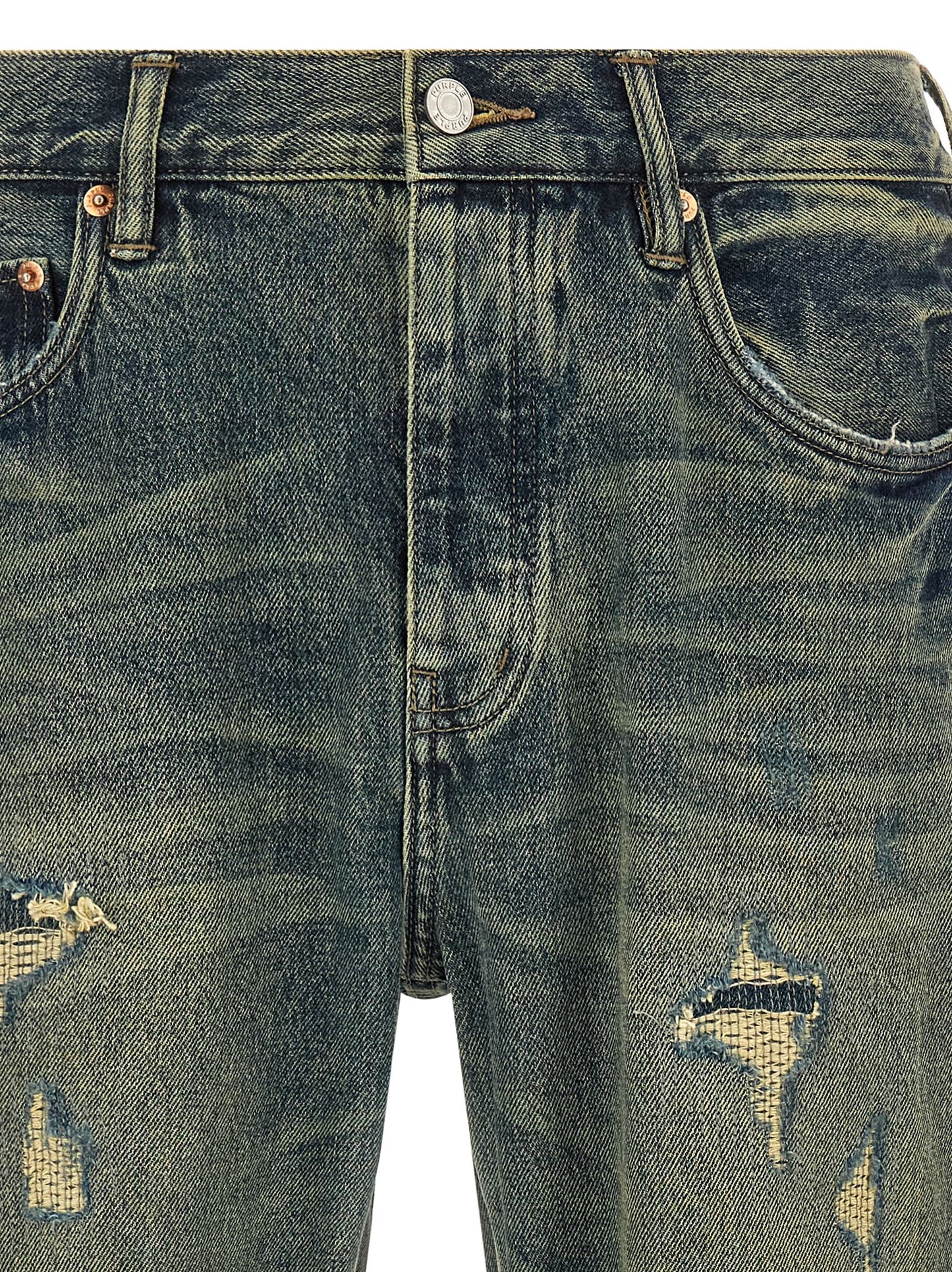 PURPLE Blue Cotton Bootcut Jeans