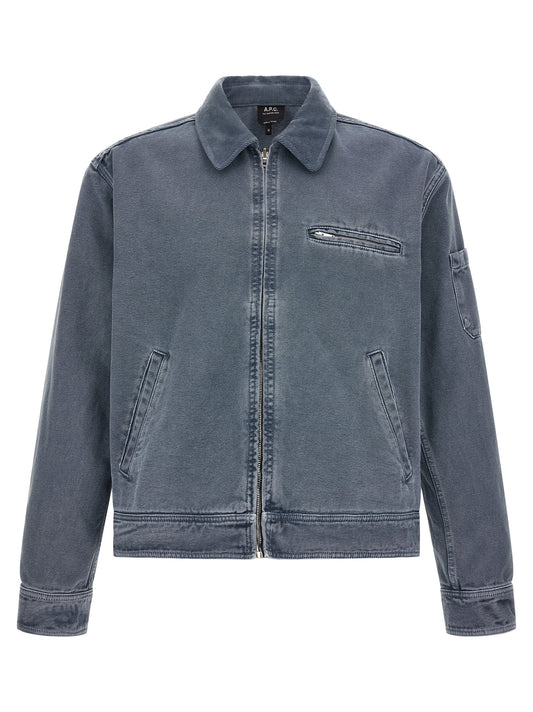 Trucker Jacket by A.P.C. for men in canvas corduroy denim & cotton gray & silver features an on trend silhouette, showcasing refined pockets and a sophisticated for a truly on trend finish.