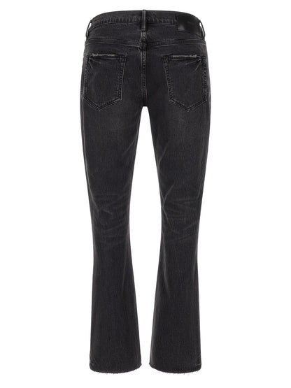 Jeans by PURPLE for men in stretch denim cotton black, purple & signature features an sophisticated low rise and flared & slim with a precise long, creating a sophisticated and sophisticated silhouette.