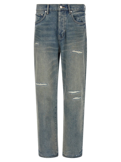 PURPLE Gray Cotton Straight-Leg Jeans