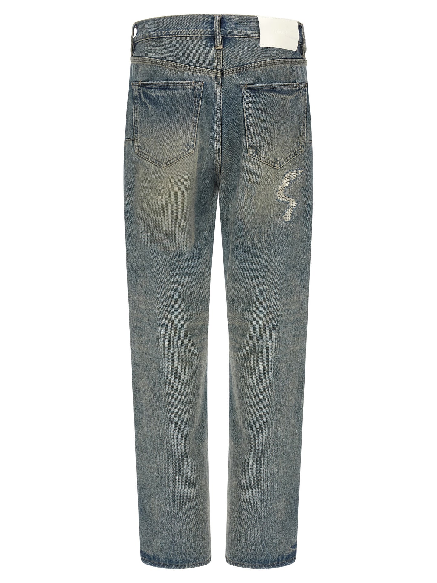PURPLE Gray Cotton Straight-Leg Jeans