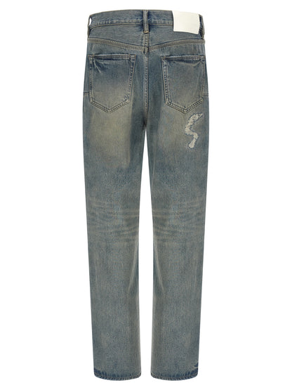 PURPLE Gray Cotton Straight-Leg Jeans