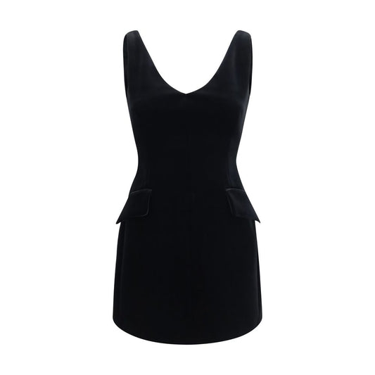 Dress by Max Mara for women in stretch polyester black features an cute silhouette, detailed with a sleeveless and v-neck neckline that elegantly flows into a cute short mini.