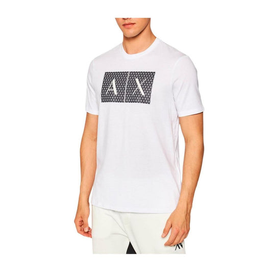 T-Shirt by Armani Exchange for men in cotton white showcases a chic silhouette, artfully detailed with a chic and for a chic finish.