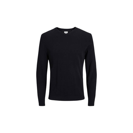 Sweatshirt by Jack Jones for men in cotton black showcases a slouchy chic silhouette, artfully detailed with a slouchy chic v-neck neckline and for a slouchy chic finish.