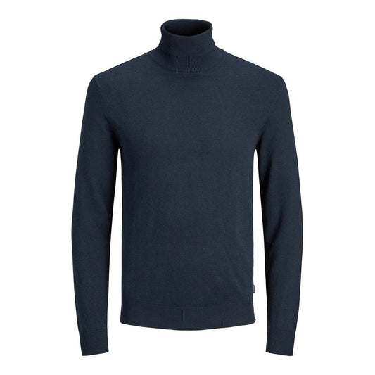 Sweater by Jack Jones for men in cotton & viscose blue showcases a downtown chic silhouette, artfully finished with a downtown chic turtle neckline and for a sophisticated, high-end look.