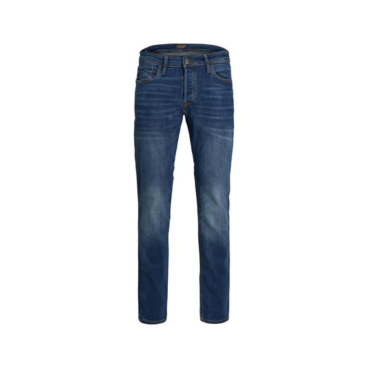 Jeans by Jack Jones for men in organic cotton denim & polyester blue features an sophisticated and skinny & slim with a precise long, creating a sophisticated and sophisticated silhouette.