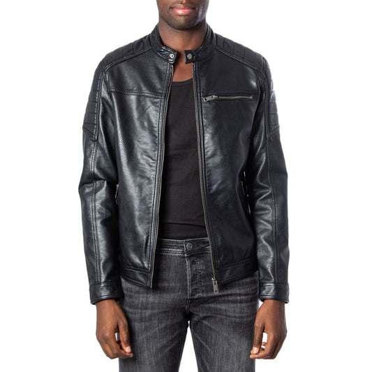 Jacket by Jack Jones for men in faux leather black presents a impeccable silhouette, showcasing distinct lightweight & pockets and a impeccable for a sophisticated finish.
