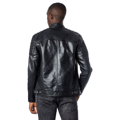 Jack Jones Black Artificial Leather Leather Jacket