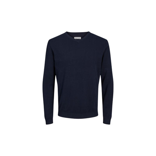 Sweatshirt by Jack Jones for men in cotton blue features an enviable silhouette, showcasing a premium and refined v-neck neckline for a truly enviable finish.