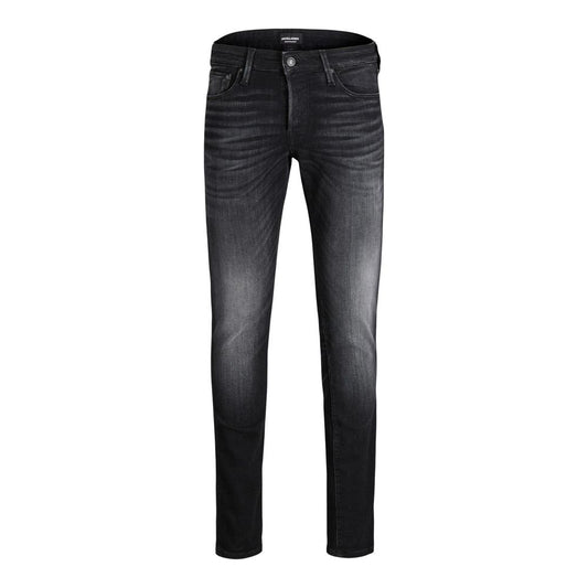 Jeans by Jack Jones for men in stretch denim cotton polyester black features an sartorial skinny & slim and long with a cut for a sartorial finish.