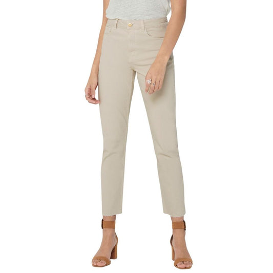 Jeans by Only for women in stretch denim cotton beige features a polished silhouette with a polished straight-leg, regular-fit & mom, reaching a polished long and finished with a polished high rise.