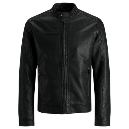 Jack Jones Black Polyamide Leather Jacket