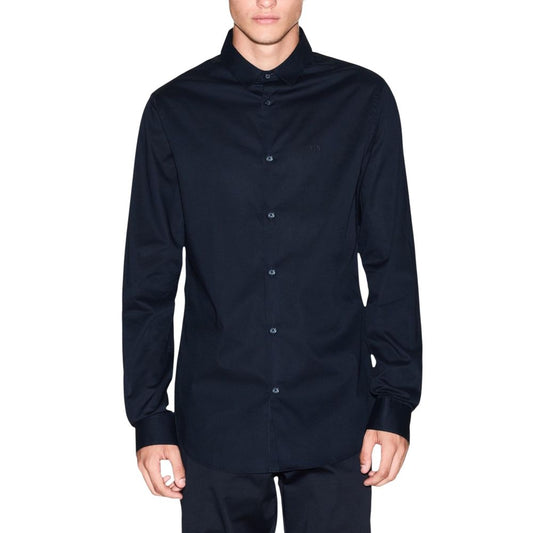 Dress Shirt by Armani Exchange for men in stretch cotton blue features an polished silhouette, showcasing a sophisticated and detail for a truly polished finish.