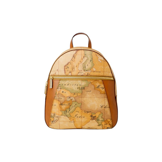 Travel Backpack by Alviero Martini Prima Classe for women in polyester leather & cotton beige, gold & print showcases a urban-chic City Polyester Leather & Cotton Travel Backpack design, featuring a secure zipper with urban-chic and versatile handle, backpack-strap & adjustable-strap.