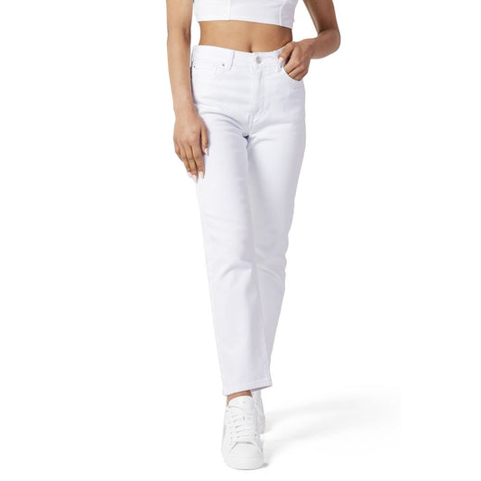 Jeans by Only for women in stretch denim cotton white presents a tailored silhouette, showcasing a tailored regular-fit & mom and long cut with a refined high rise for a truly tailored aesthetic.