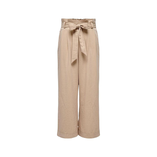 Palazzo Pants by Only for women in polyester viscose & nylon beige features a polished silhouette with a polished wide, reaching a polished long and finished with a polished high rise.