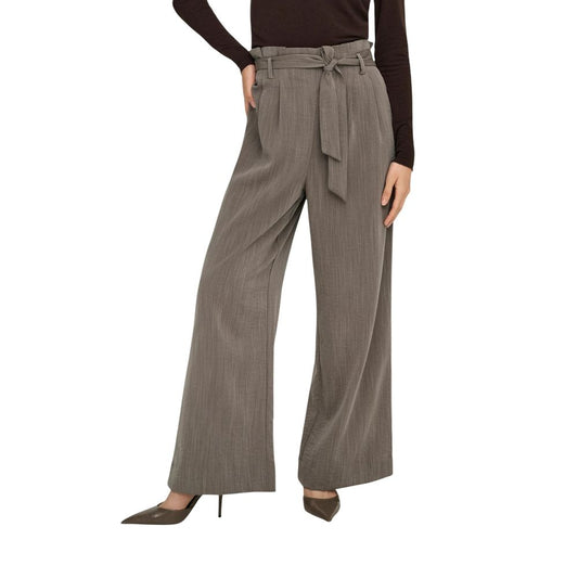 Palazzo Pants by Only for women in polyester viscose & nylon beige features an sartorial wide and long with a high rise cut for a sartorial finish.
