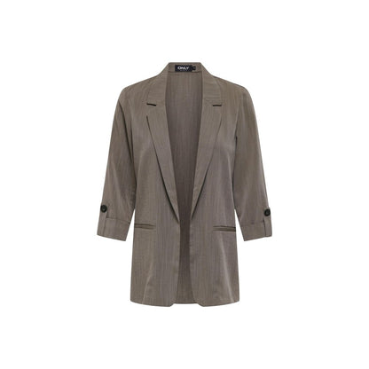 Blazer by Only for women in nylon polyester & viscose beige features an sartorial silhouette, showcasing a sophisticated lapel neckline and sartorial for a truly sartorial finish.