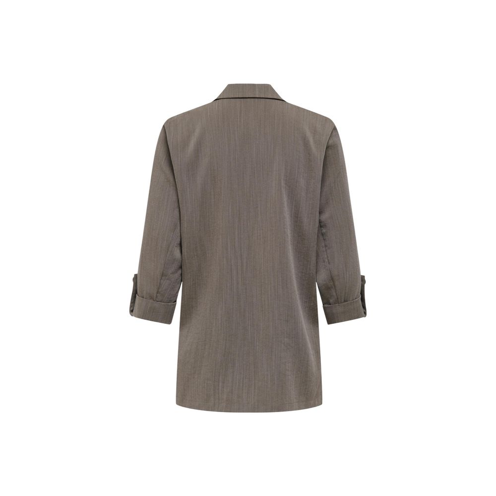 Blazer by Only for women in nylon polyester & viscose beige showcases a polished silhouette, highlighted by a refined lapel neckline and polished for a sophisticated finish.