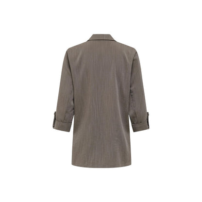 Blazer by Only for women in nylon polyester & viscose beige showcases a polished silhouette, highlighted by a refined lapel neckline and polished for a sophisticated finish.