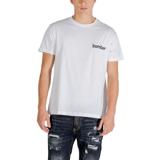 Activewear T-Shirt by The Bomber for men in cotton white features an athletic silhouette with sleeves and a neckline, enhanced by high-performance .