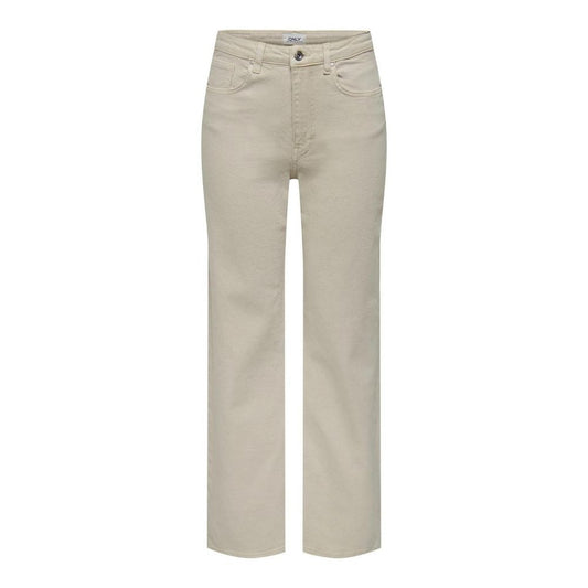 Jeans by Only for women in stretch denim cotton beige features a polished silhouette with a polished relaxed-fit & wide, reaching a polished long and finished with a polished high rise.