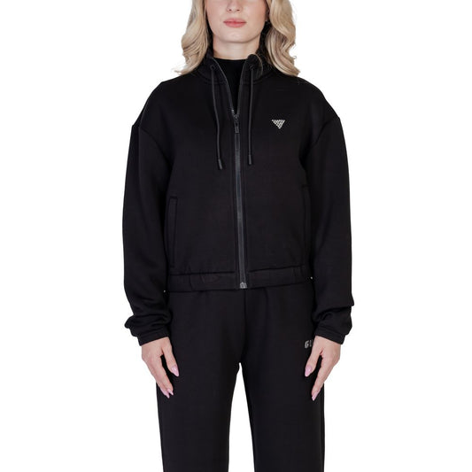 Sweatshirt Hoodie by Guess Active for women in stretch polyamide & viscose black features an luminous silhouette, showcasing a sophisticated hooded neckline and for a truly luminous look.