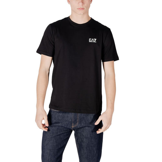 Activewear T-Shirt by EA7 Emporio Armani for men in cotton bicolour features a dynamic silhouette with short-sleeve and enhanced by functional .