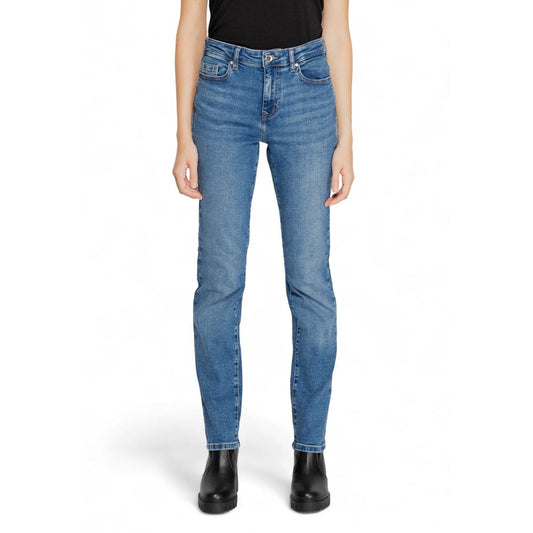 Jeans by Only for women in stretch denim cotton blue presents a tailored silhouette, showcasing a tailored skinny and long cut with a refined mid rise for a truly tailored aesthetic.