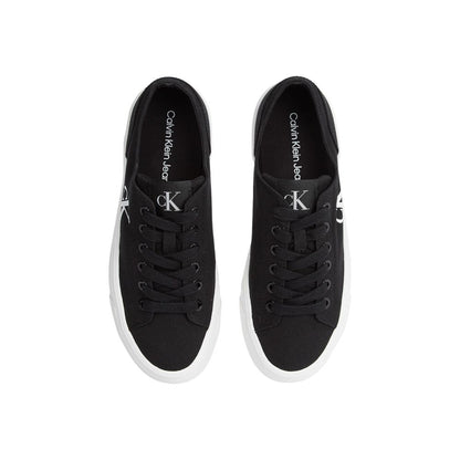 Calvin Klein Jeans Black And White Recycled Cotton Platform Sneakers