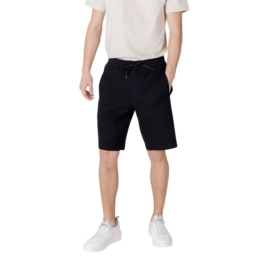 Bermuda Shorts by Armani Exchange for men in stretch polyester cotton black presents a contemporary silhouette, showcasing a contemporary with a refined short and elegant .