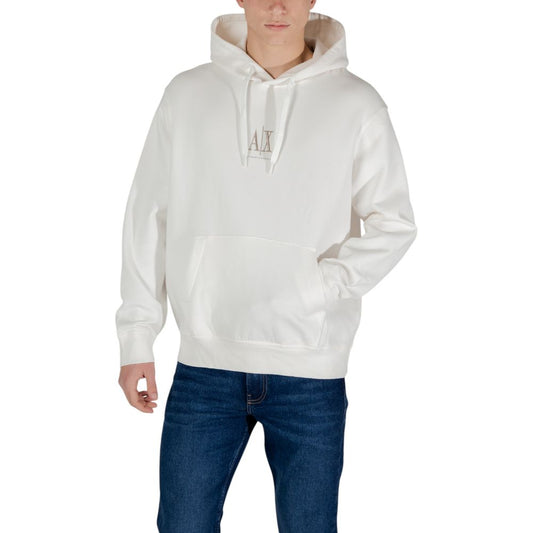 Sweatshirt Hoodie by Armani Exchange for men in stretch polyester cotton cream features a edgy silhouette, detailed with a edgy round hooded neckline and for a refined finish.
