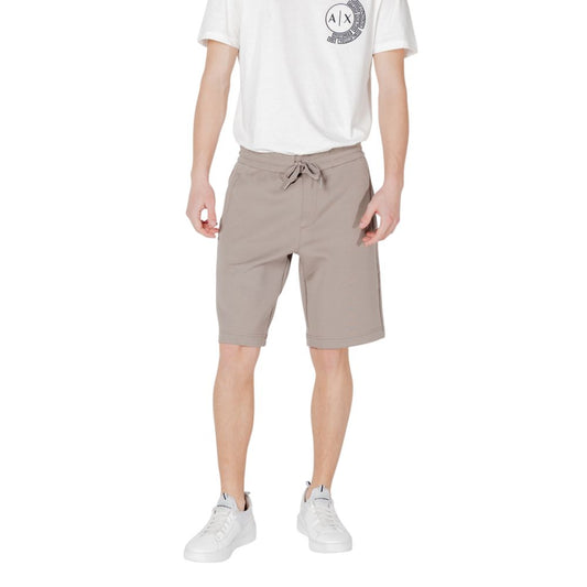 Bermuda Shorts by Armani Exchange for men in stretch polyester cotton brown features an tailored silhouette, showcasing a tailored athletic with a long short and for a sophisticated look.