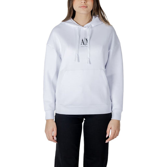 Sweatshirt Hoodie by Armani Exchange for women in stretch polyester cotton white showcases a city-ready silhouette, artfully detailed with a signature hooded neckline and for a city-ready finish.