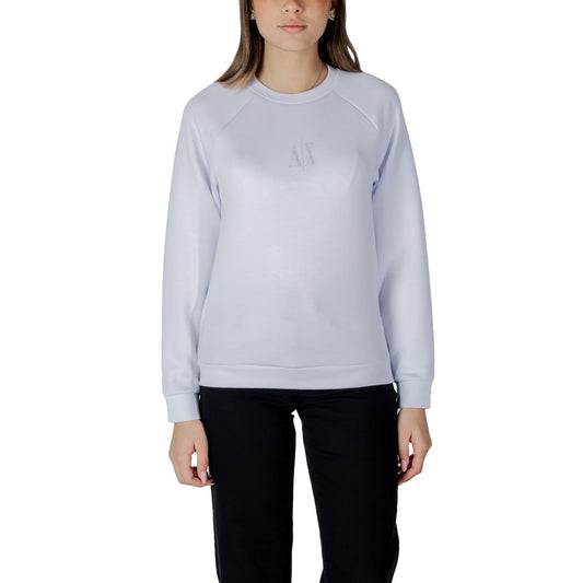 Activewear Sweatshirt by Armani Exchange for women in stretch polyester & viscose white presents a sporty silhouette, showcasing a sophisticated round neckline and long-sleeve detailed with premium for a sporty finish.