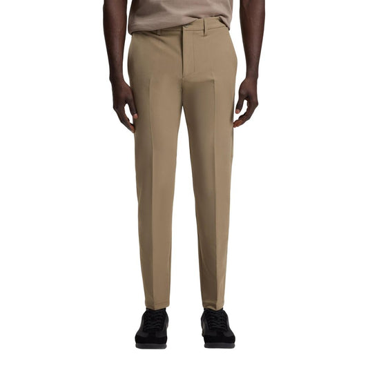 Trousers by Hugo Boss for men in stretch polyester beige features an on trend silhouette, showcasing a sophisticated skinny & slim with a long and for an on trend finish.