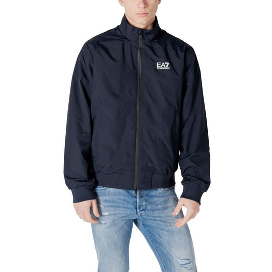 This Bomber Jacket by EA7 Emporio Armani for men in polyamide blue exhibits a edgy silhouette, meticulously detailed with functional and a edgy for a edgy finish.
