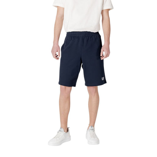 Bermuda Shorts by EA7 Emporio Armani for men in cotton blue presents a sleek silhouette, featuring a sleek with a refined short and a sophisticated .