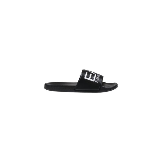 Slider Slippers by EA7 Emporio Armani for men in pvc black & white presents a effortless silhouette, showcasing the elegant Men's PVC Slider Slippers design with its unique and sophisticated .
