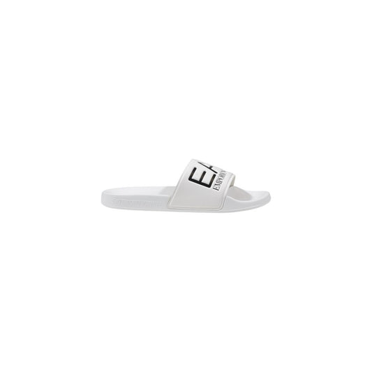 Slider Slippers by EA7 Emporio Armani for men in pvc white & signature features an effortlessly elegant silhouette, showcasing the Men's PVC Slider Slippers design with an effortlessly elegant and a for a effortlessly elegant look.