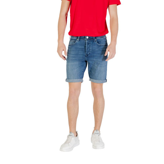 Bermuda Shorts by Replay for men in stretch cotton blue showcases a on trend silhouette, featuring a tailored with a classic short and sophisticated for a on trend finish.