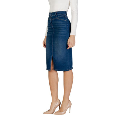 Morgan De Toi Blue Cotton Long Skirt